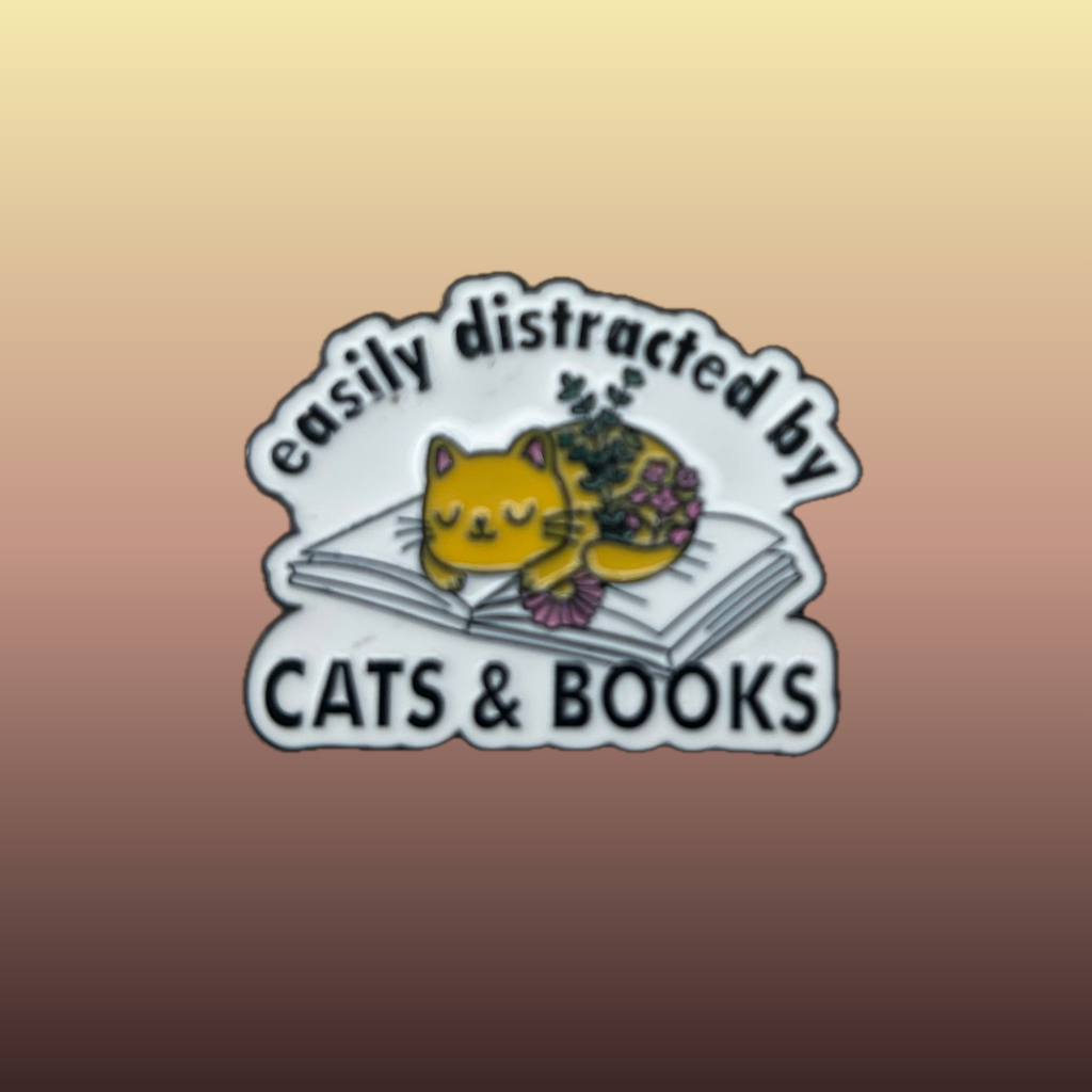 Easily Distracted by Cats & Books enamel needle minder