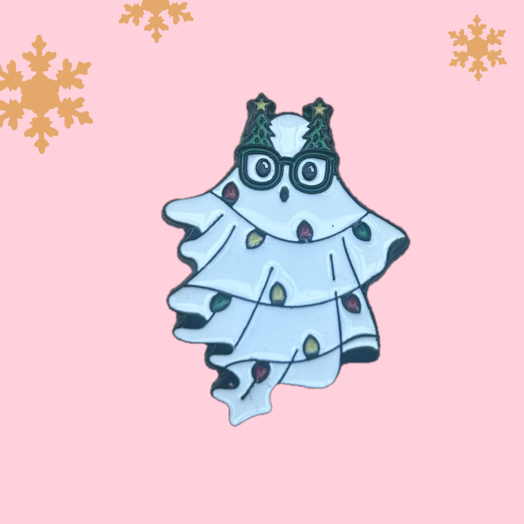 Christmas Ghost with Lights enamel needle minder