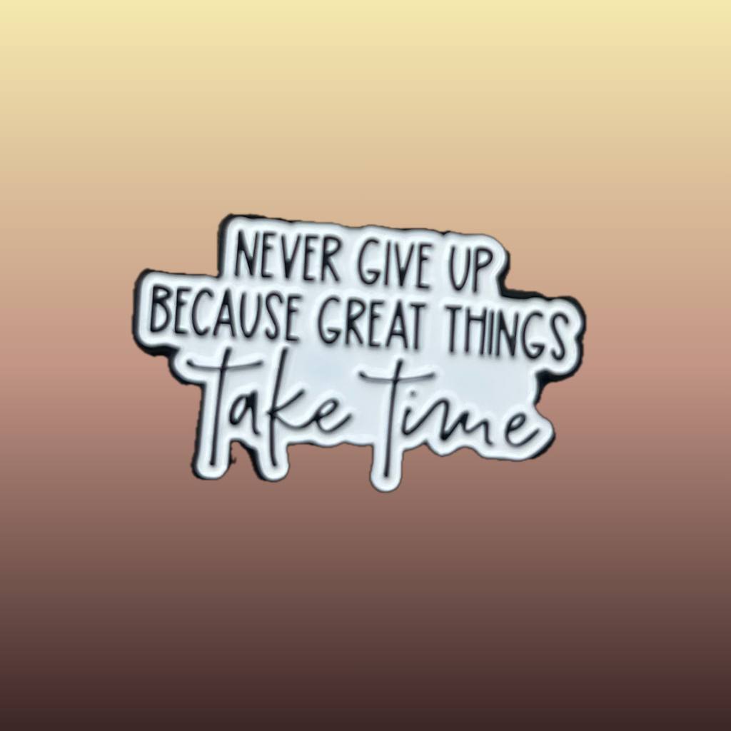 Never Give Up enamel needle minder