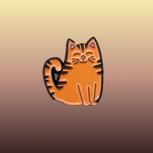 Orange Cat enamel needle minder