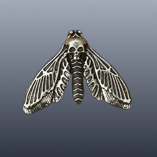 Silver Death Moth enamel needle minder