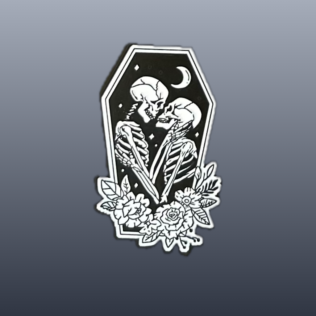 The Skeleton Lovers enamel needle minder