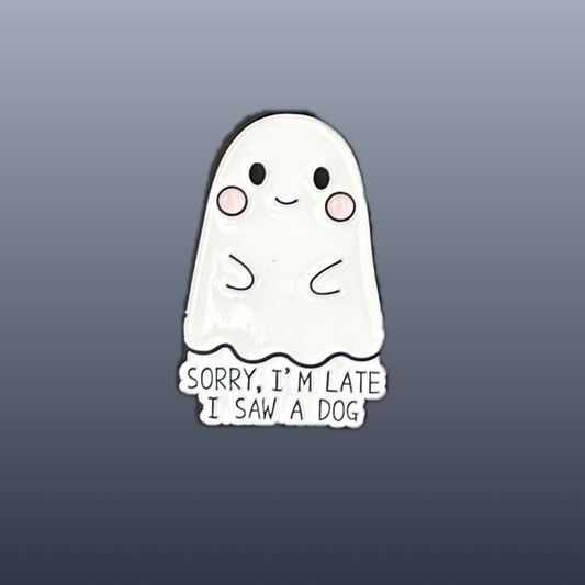 Sorry I'm Late Ghost enamel needle minder